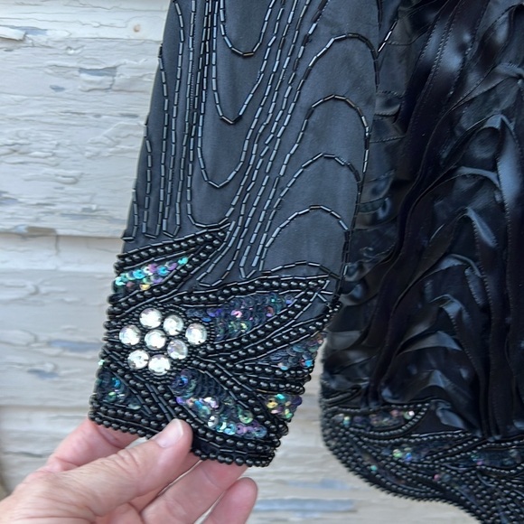 Vintage 90s Y2K Silk Beaded De Oscar Collection Formal Event Women’s jacket 16 5 - Picture 7 of 9